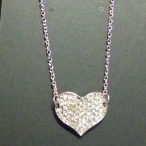 Silver Crystal Heart Necklace